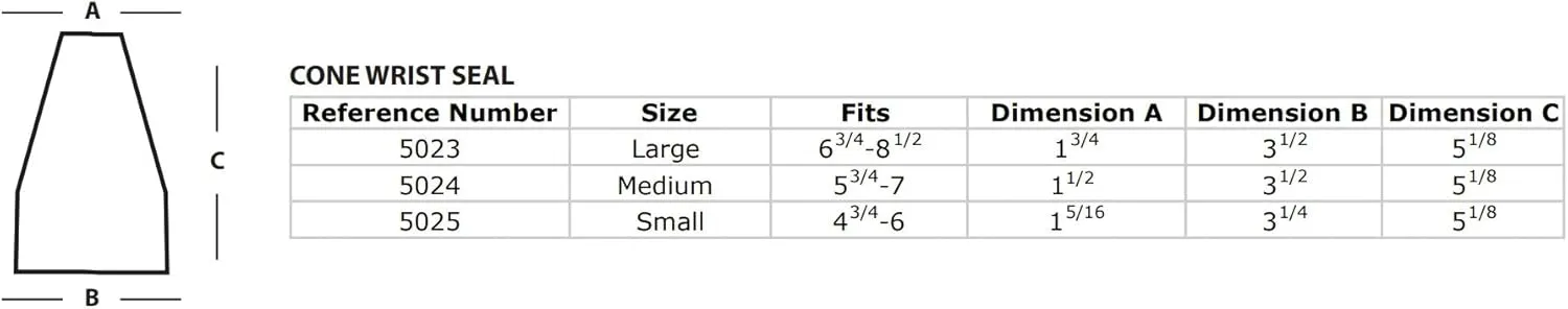 Cone/Conical Shape Latex Wrist Seal Trimmable