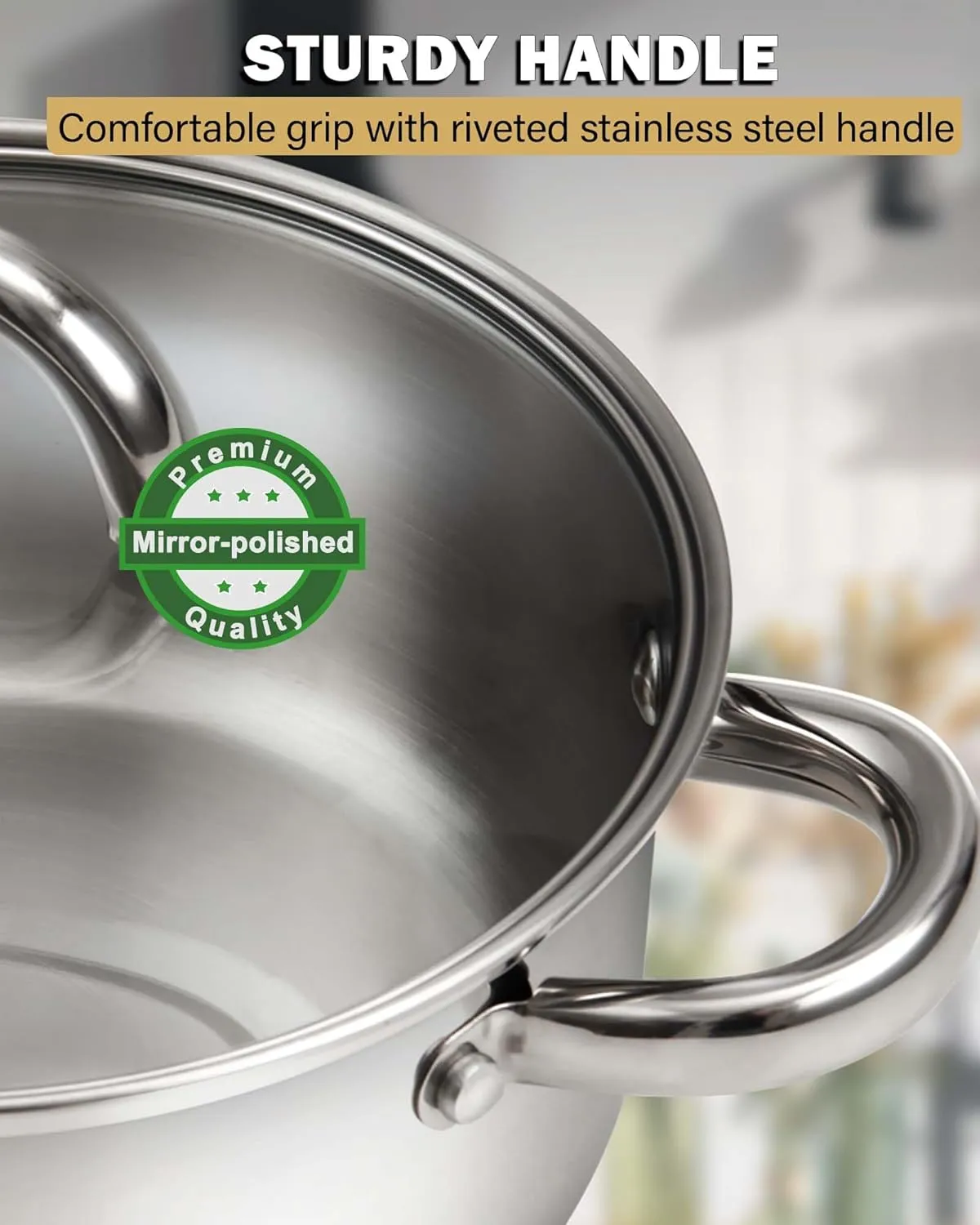 Cook N Home Sauce Pot Stainless Steel Stockpot with Glass Lid, Basic Saucier Casserole Pan Set, 6 Piece Set