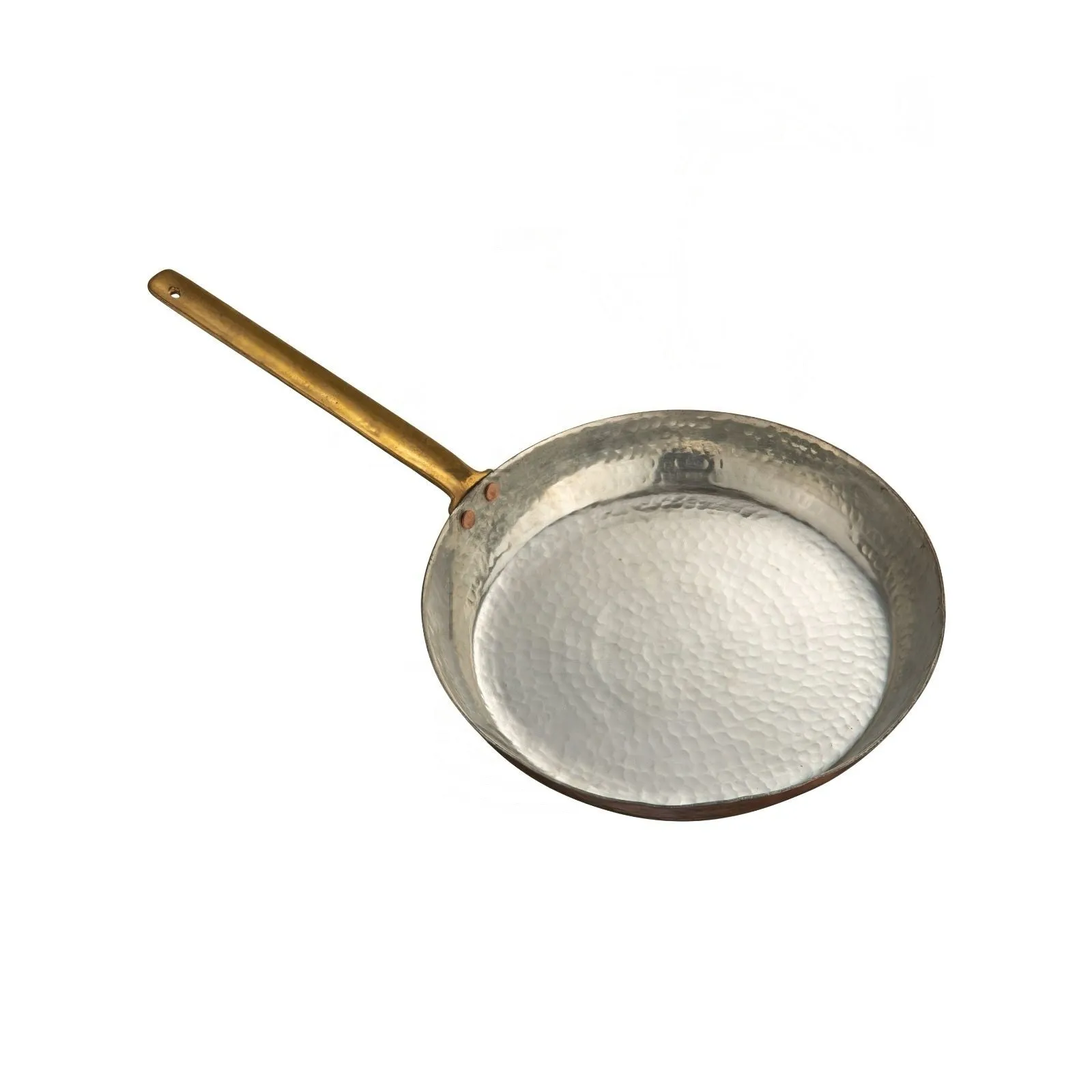 Copper Frying Pan, Brass Handle, Hammered Finish, Copper Cookware, Kalai Coated