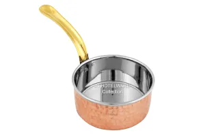Copper/Stainless Steel D/W Hammered Sauce Pan with Brass Handle #2, 600 ML, 5.25"
