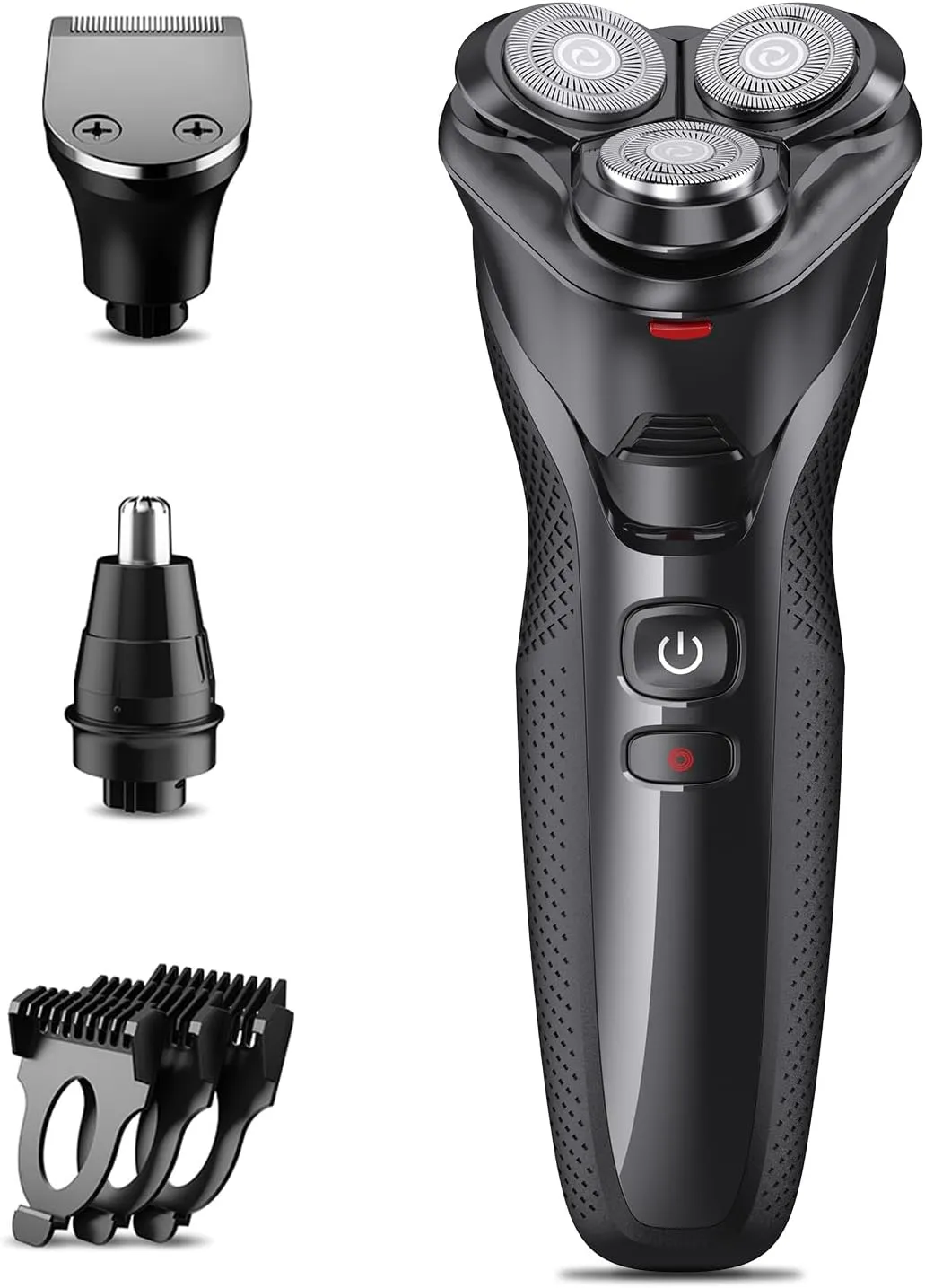 Cordless Electric Razor for Men: 3-in-1 Shaver for Beard/Nose/Sideburns - IPX7 Waterproof Travel Kit - Turbo Speed & Precision Blades, Dusky Black