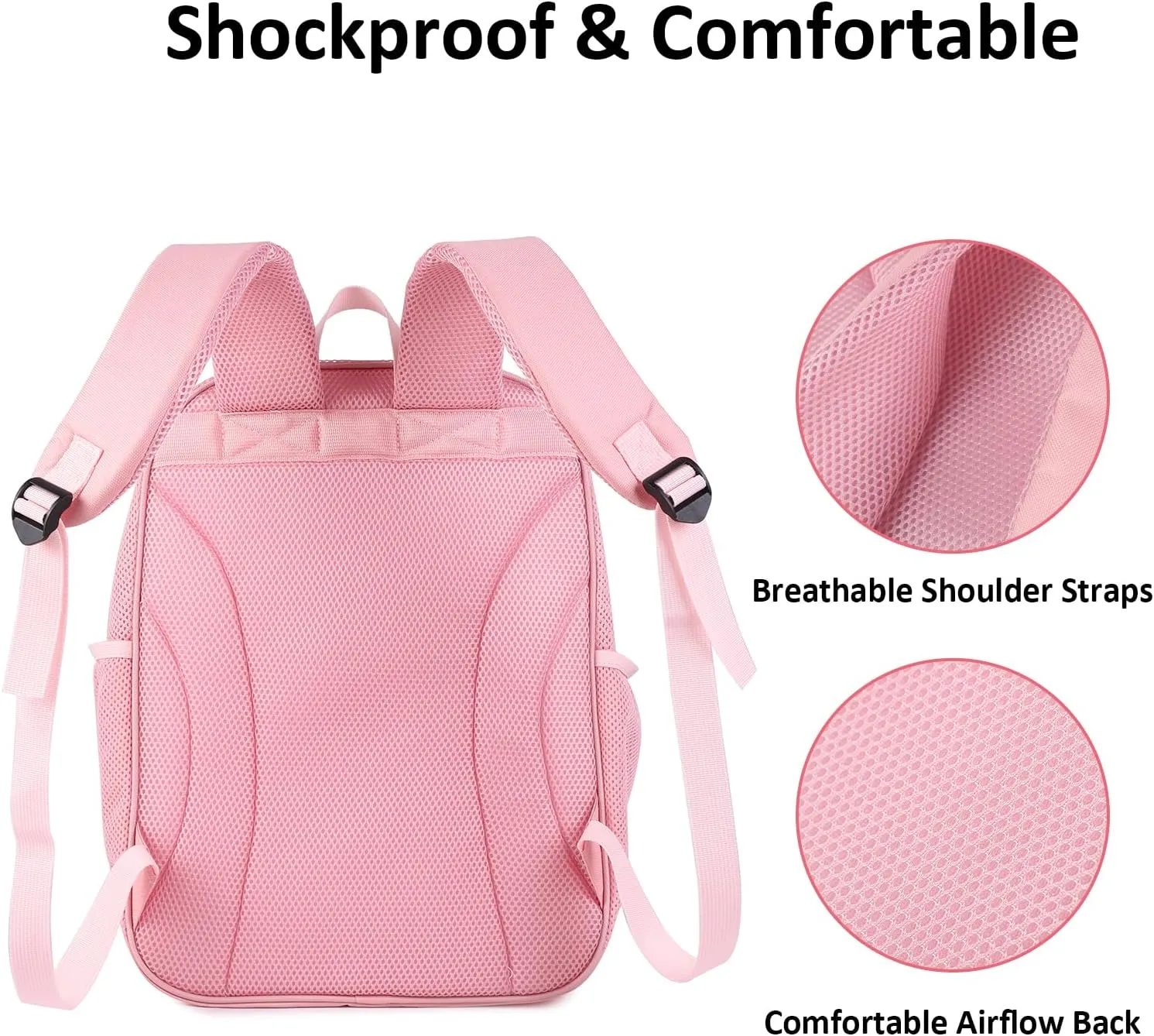 COVAX Large Mesh Bookbag, Semi-transparent College Backpack, See Through Mesh Backpack with Bungee and Comfort Padded Straps for Travel, Swimming, Beach, Outdoor Sports (Pink)