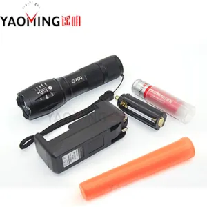 Cree xm-l t6 led 10w rechargeable directing traffic wand flashlight zoomable torch lamp police flash light 18650 battery charger