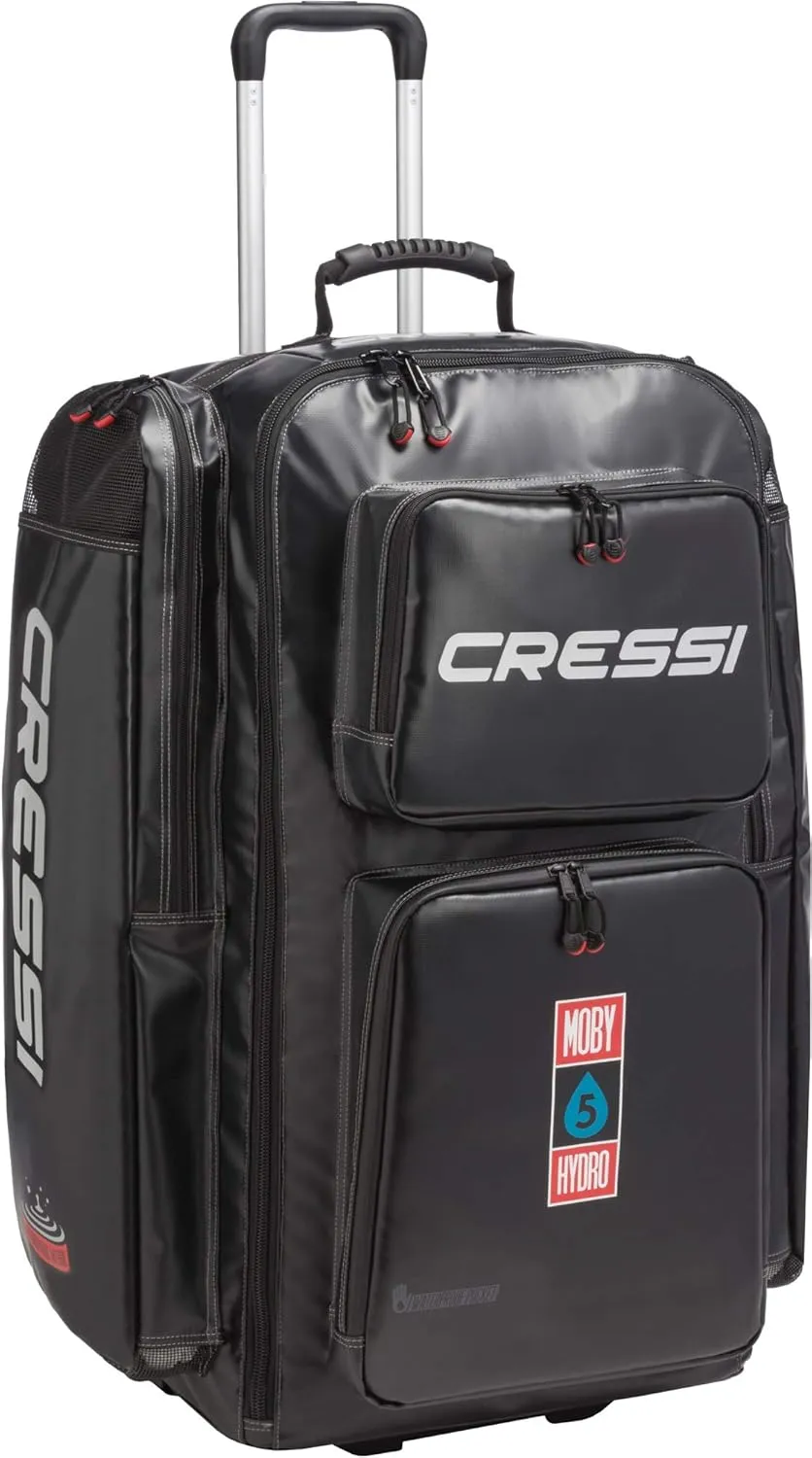 Cressi Strong Large Capacity Roller Luggage Bag 115L with Backpack Straps - Moby 5 designed in Italy