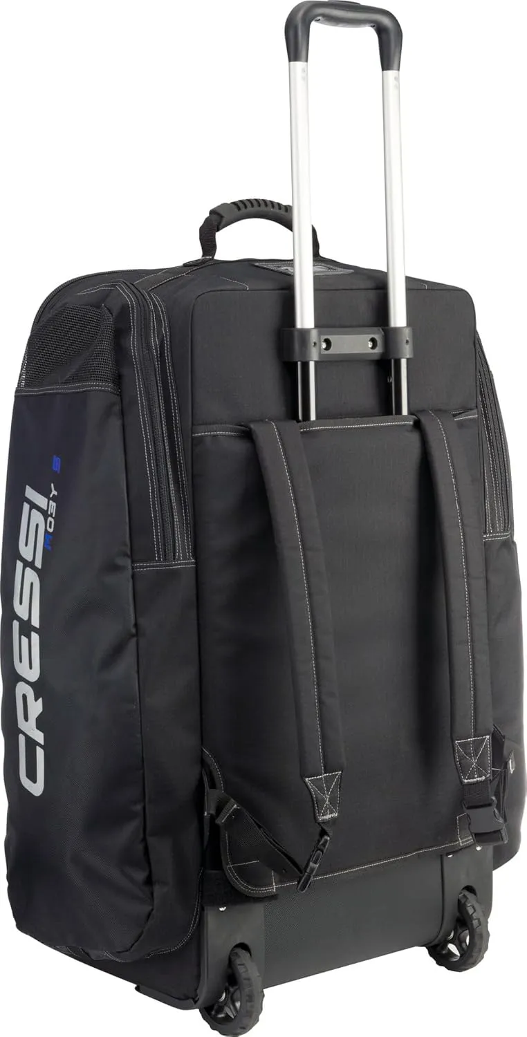 Cressi Strong Large Capacity Roller Luggage Bag 115L with Backpack Straps - Moby 5 designed in Italy