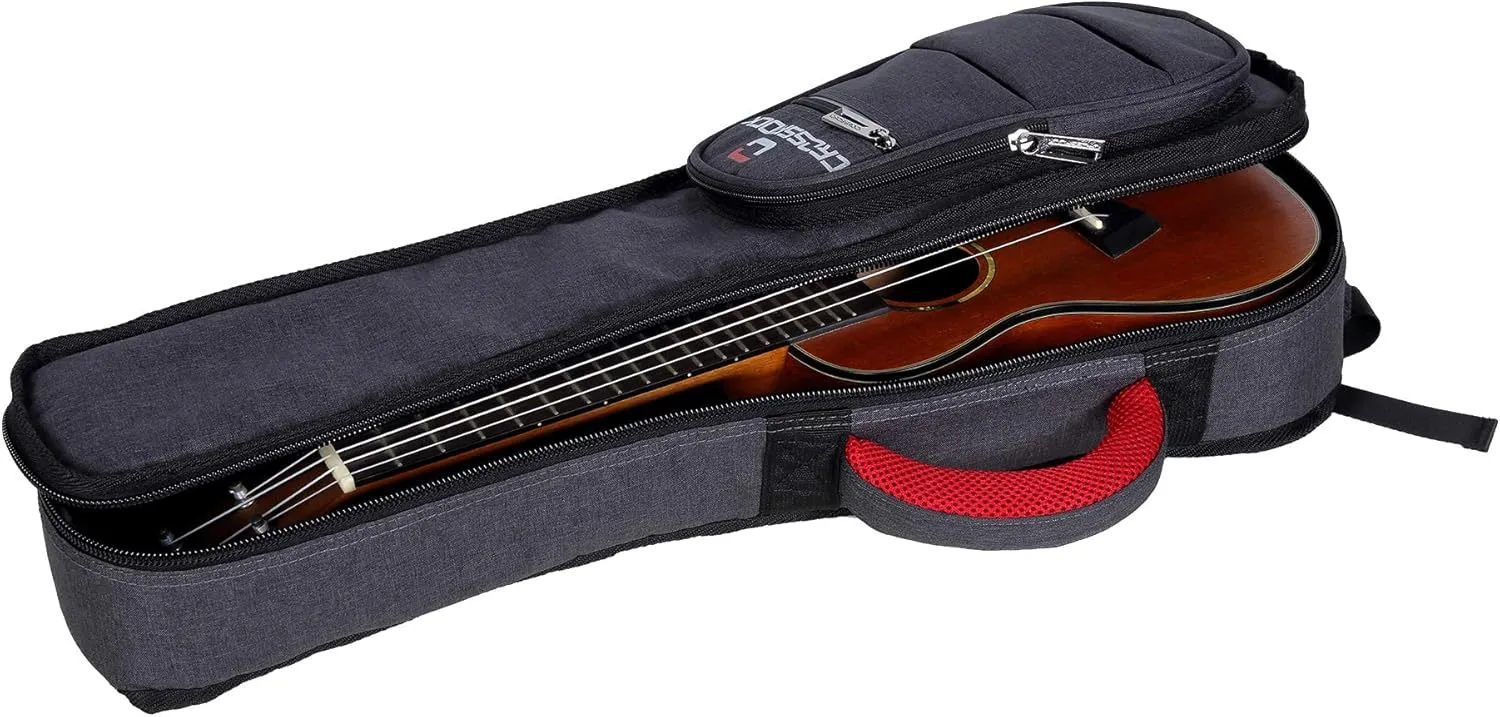 Crossrock Concert Ukulele Bag with 10mm Padded Backpack Straps in Dark Grey (CRSG107CUDG)