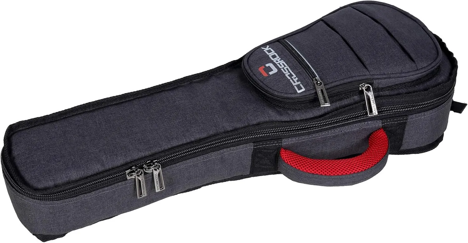 Crossrock Concert Ukulele Bag with 10mm Padded Backpack Straps in Dark Grey (CRSG107CUDG)