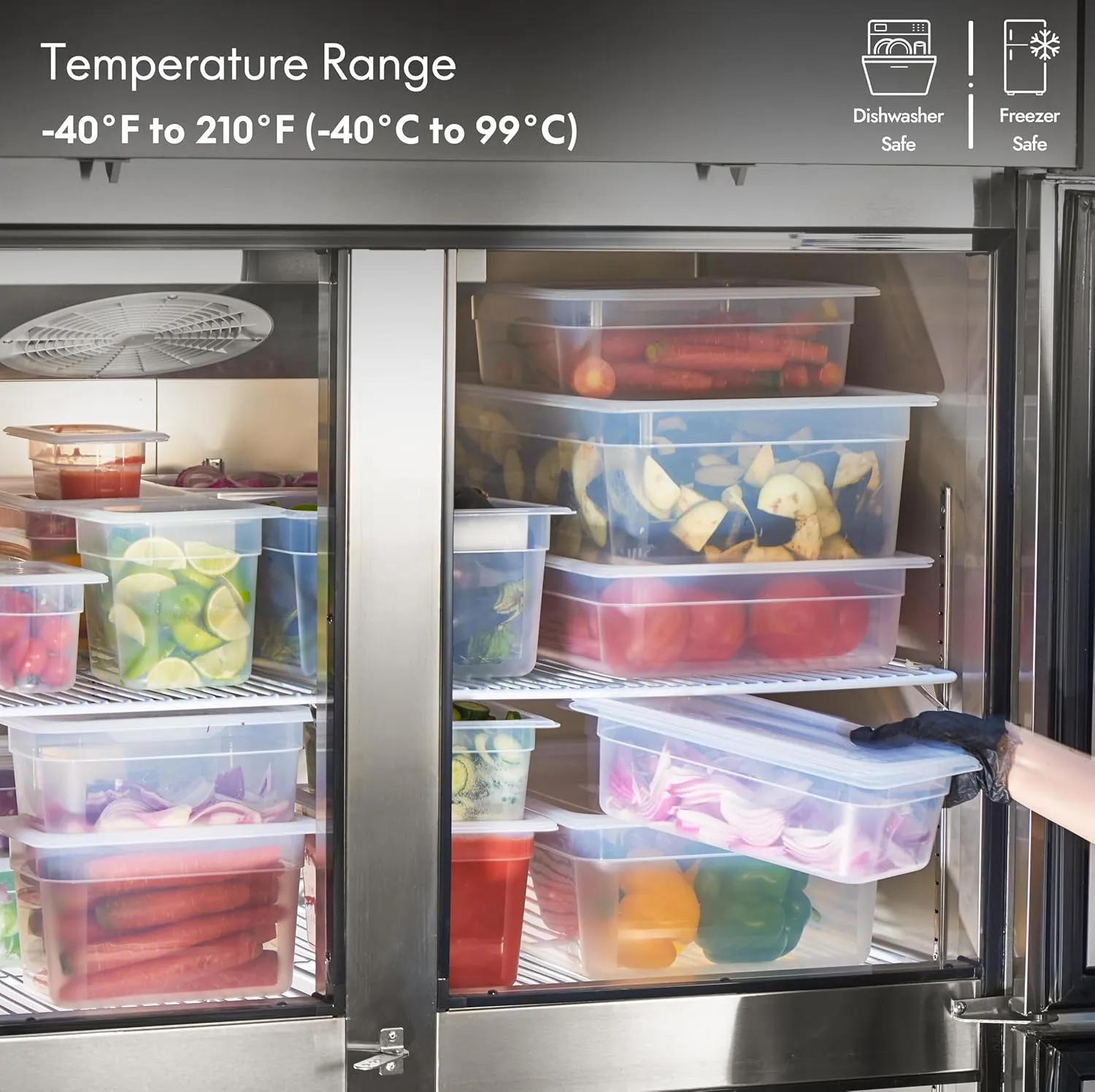 CURTA 6-Pack 4" Deep 1/3 Size Food Pans with Drop-On Lids – NSF Commercial-Grade Translucent Polypropylene, Stackable Freezer-safe Storage for Restaurants, Catering & Buffets