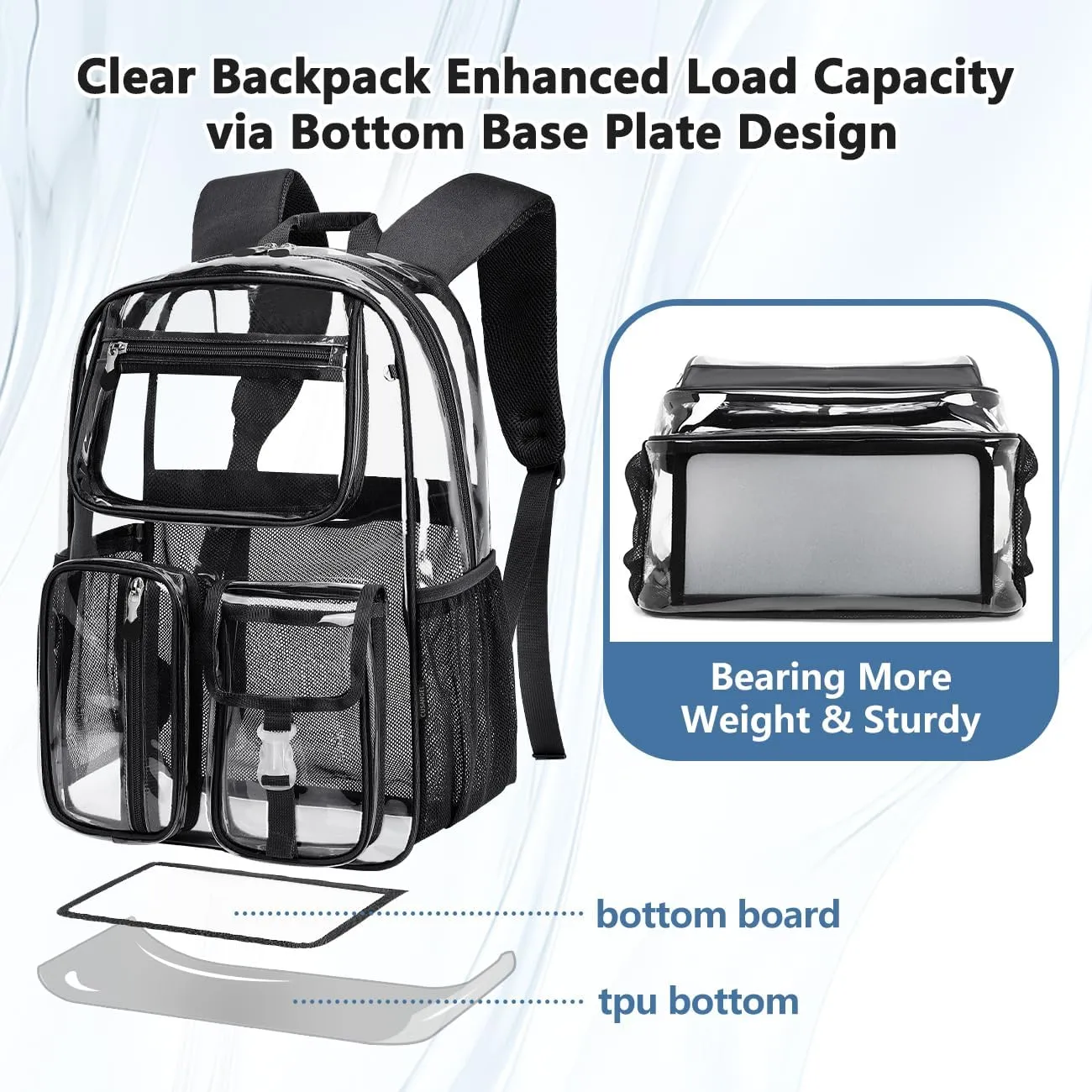 Cusangel Heavy Duty Clear Backpack For tenn Girls,Clear BookBag For 15Age ,16.5inch TPU Large Capacity See Through Backpack for Sport Events,Travel
