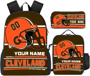 Custom Cleveland Backpack Personalized Name Number Large Capacity Laptop Bag for School Men Women Fan Gift (17 Inch)