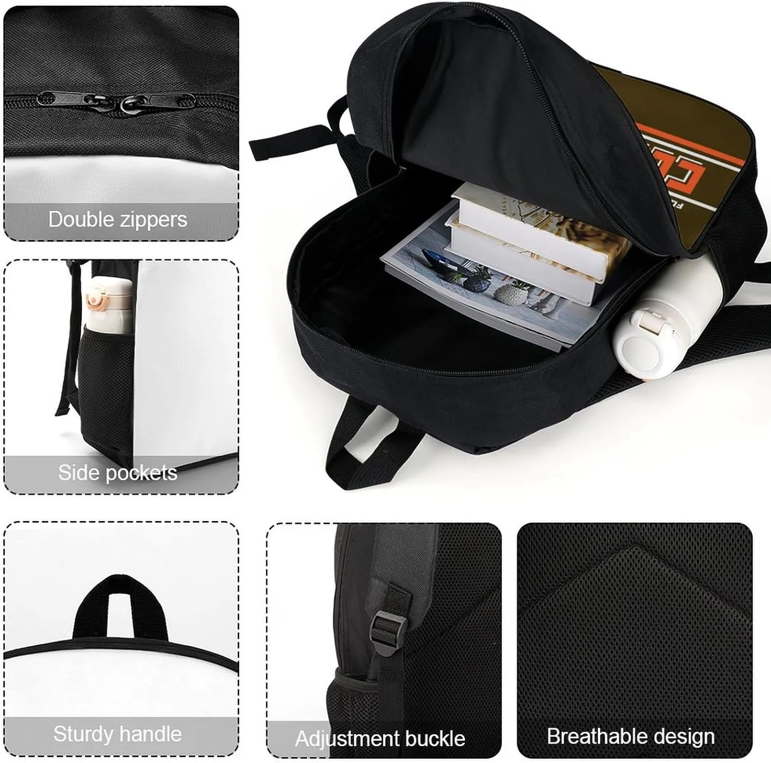 Custom Cleveland Backpack Personalized Name Number Large Capacity Laptop Bag for School Men Women Fan Gift (17 Inch)