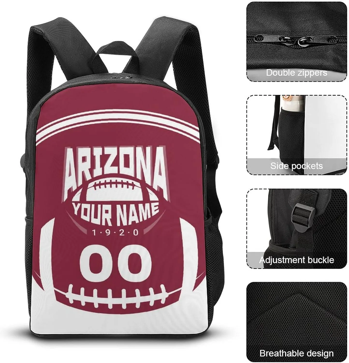 Custom Shoulder Arizona Backpack Personalized Any Name Number 17 Inch Large Capacity Laptop Bag Bookbag Gifts for Men Women
