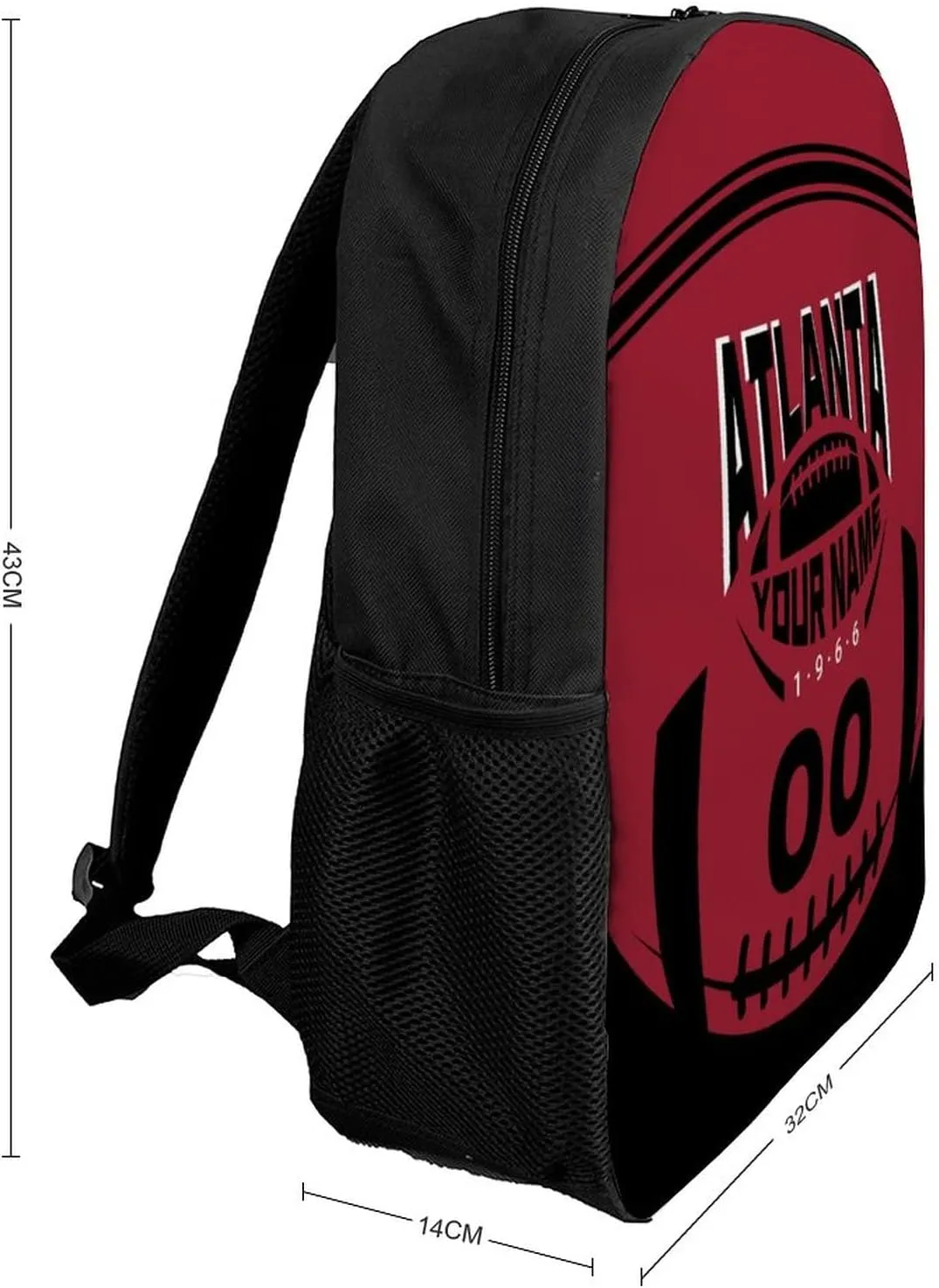 Custom Shoulder Atlanta Backpack Personalized Any Name Number 17 Inch Large Capacity Laptop Bag Bookbag Gifts for Men Women