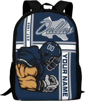 Custom Shoulder Dallas Backpack Personalized Any Name Number 17 Inch Large Capacity Laptop Bag Bookbag Gifts for Men Women