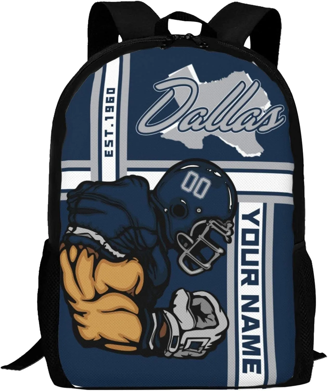 Custom Shoulder Dallas Backpack Personalized Any Name Number 17 Inch Large Capacity Laptop Bag Bookbag Gifts for Men Women