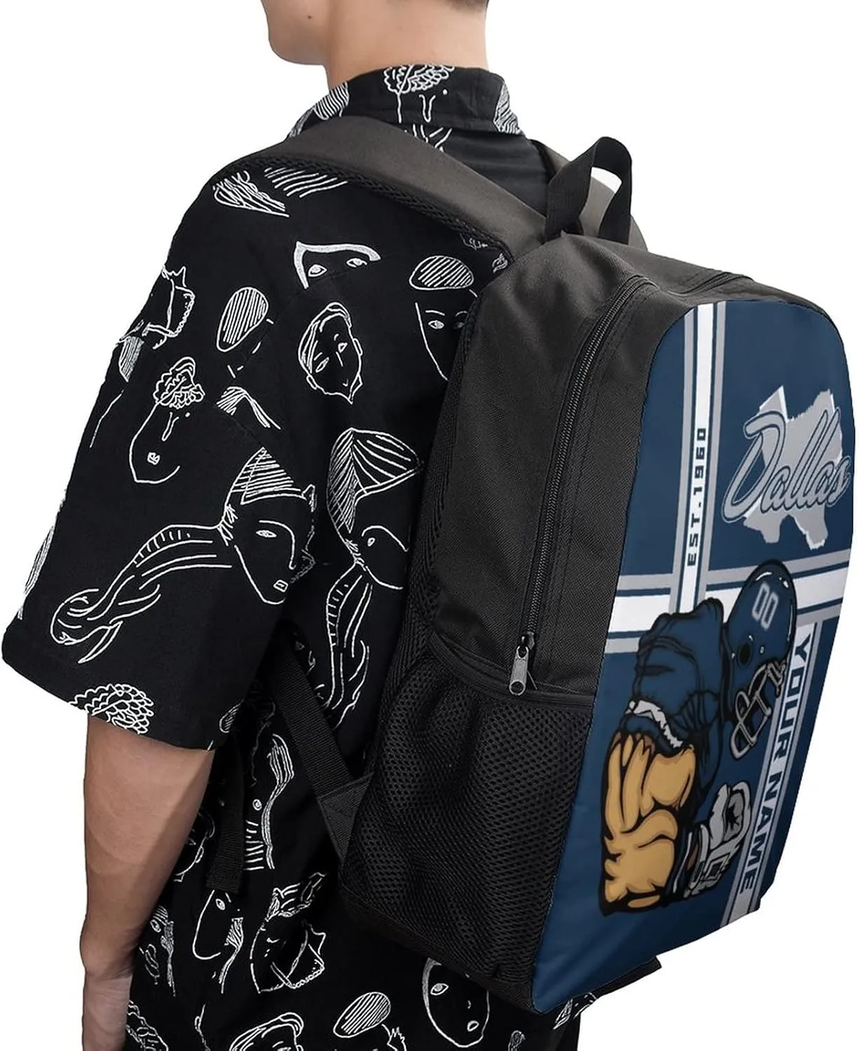 Custom Shoulder Dallas Backpack Personalized Any Name Number 17 Inch Large Capacity Laptop Bag Bookbag Gifts for Men Women