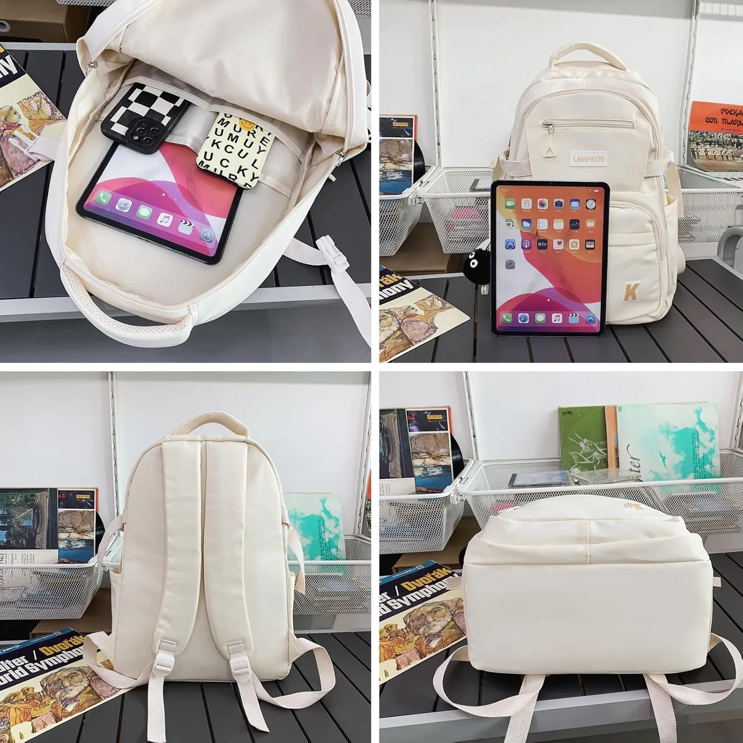 Cute Backpack Aesthetic Backpack for Girls School Casual Daypack Middle Student Travel College Backpack for Kids Large Capacity Travel(Black)
