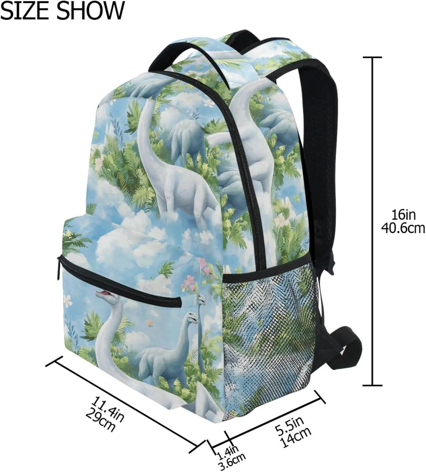 Cute Backpack for Women Men Fashion Business Work Bag with Chest Strap for College Work Beauty Dinosaur Diplodocus Sky