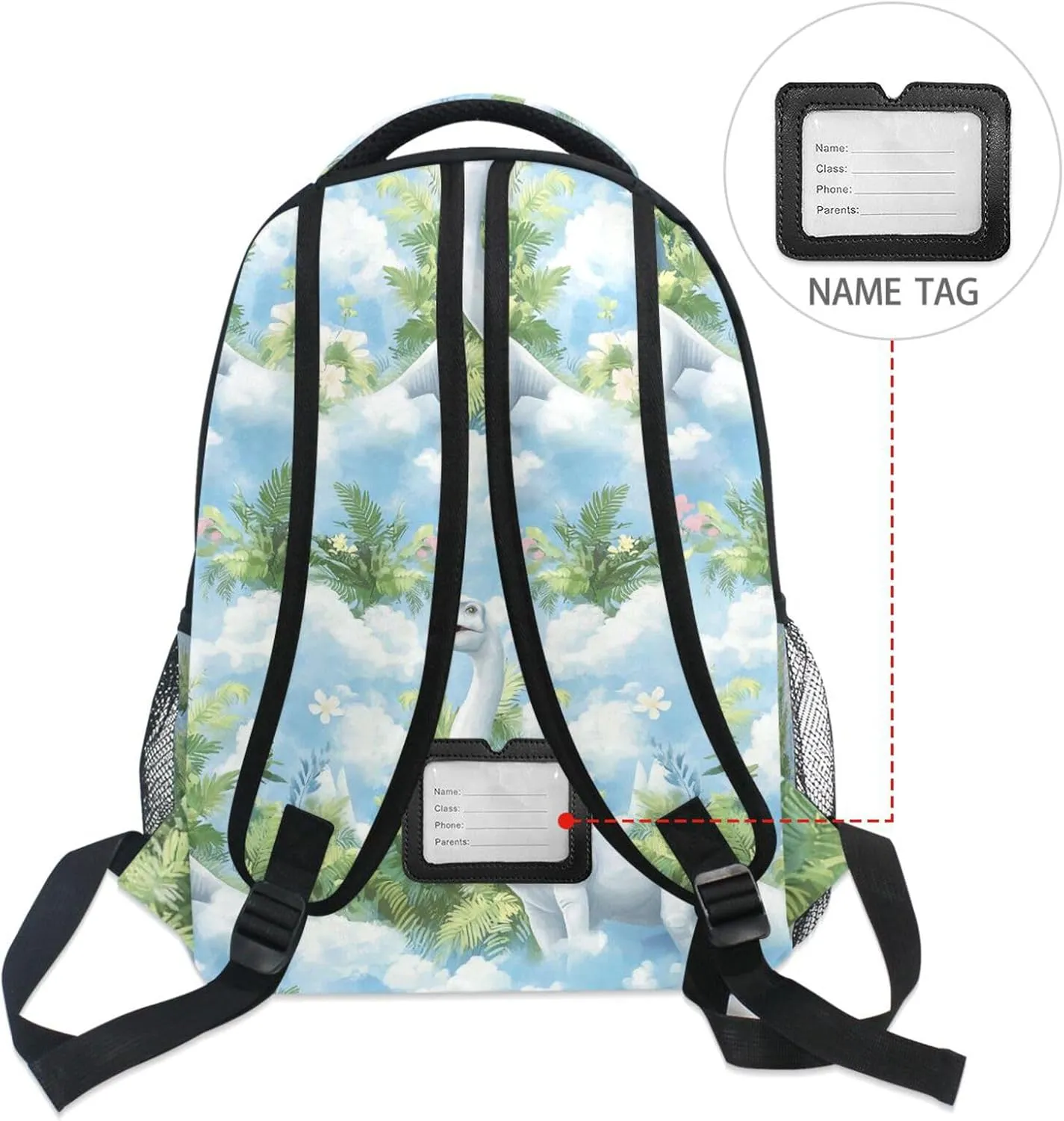 Cute Backpack for Women Men Fashion Business Work Bag with Chest Strap for College Work Beauty Dinosaur Diplodocus Sky