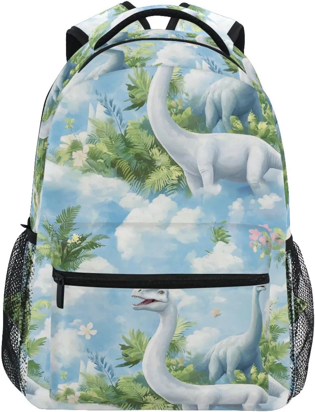 Cute Backpack for Women Men Fashion Business Work Bag with Chest Strap for College Work Beauty Dinosaur Diplodocus Sky