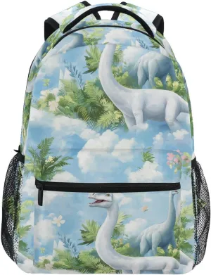 Cute Backpack for Women Men Fashion Business Work Bag with Chest Strap for College Work Beauty Dinosaur Diplodocus Sky