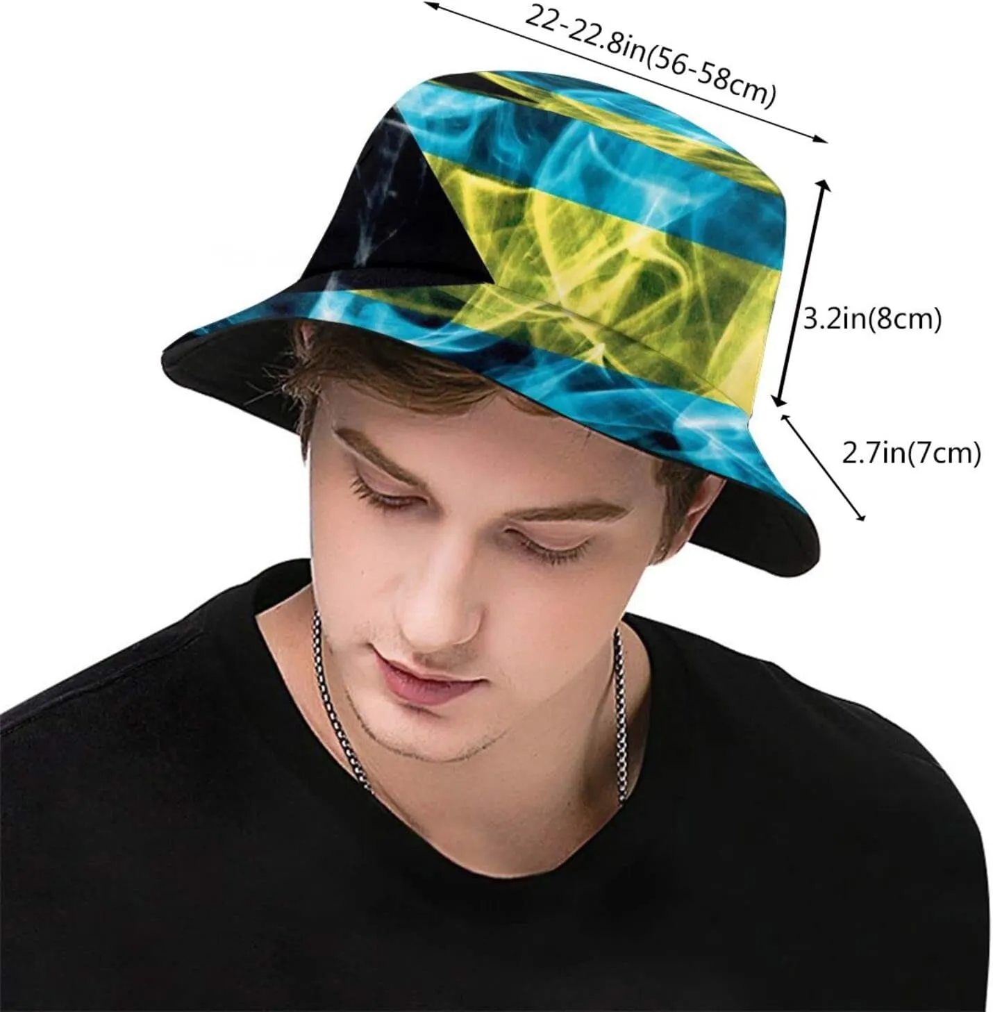 Cute Bahamas Flag Bucket Hats Fashion Sun Cap Packable Outdoor Bahamian Fisherman Hat for Women and Men