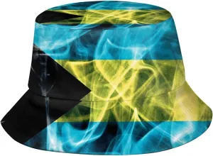 Cute Bahamas Flag Bucket Hats Fashion Sun Cap Packable Outdoor Bahamian Fisherman Hat for Women and Men