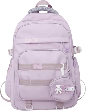 Cute School Backpack for Teen Girls Backpack for School Aesthetic College Backpack for Kids Students Large Travel Laptop Capacity Casual Daypacks Solid Color(Purple)