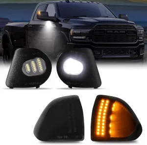 D-Lumina LED Side Mirror Turn Signal Puddle Lights Kit Driver and Passenger Side Smoked Lens for 2010-2018 Dodge Ram 1500 2500 3500 4500 5500 Towing Mirror Lamps, Mirror Lights Puddle Lamps, Pack of 4