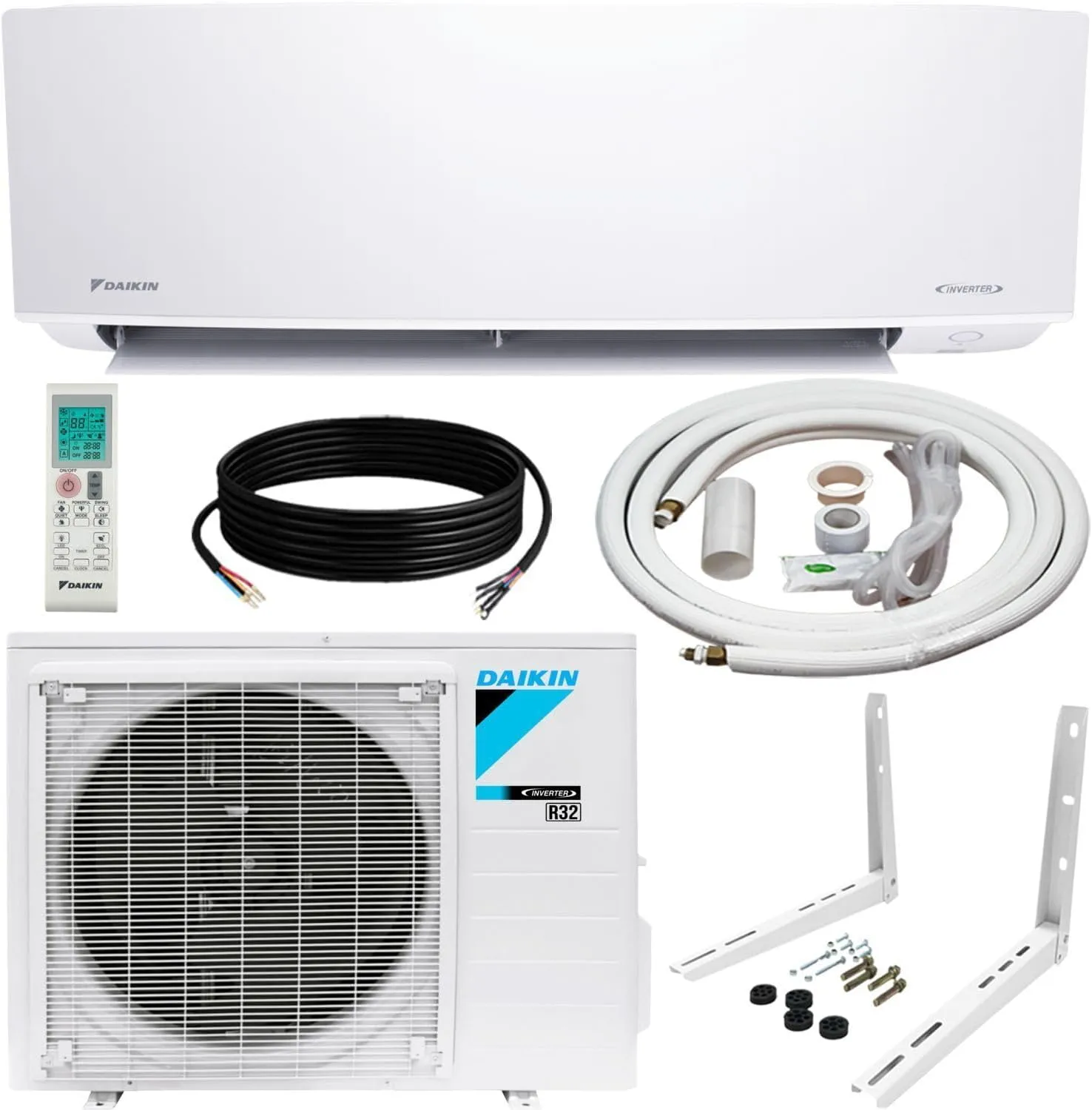 Daikin 12,000 BTU 21 SEER2 Oterra R32 Series Ductless Mini-Split Air Conditioner with Installation Kit and Wall Bracket- 230V