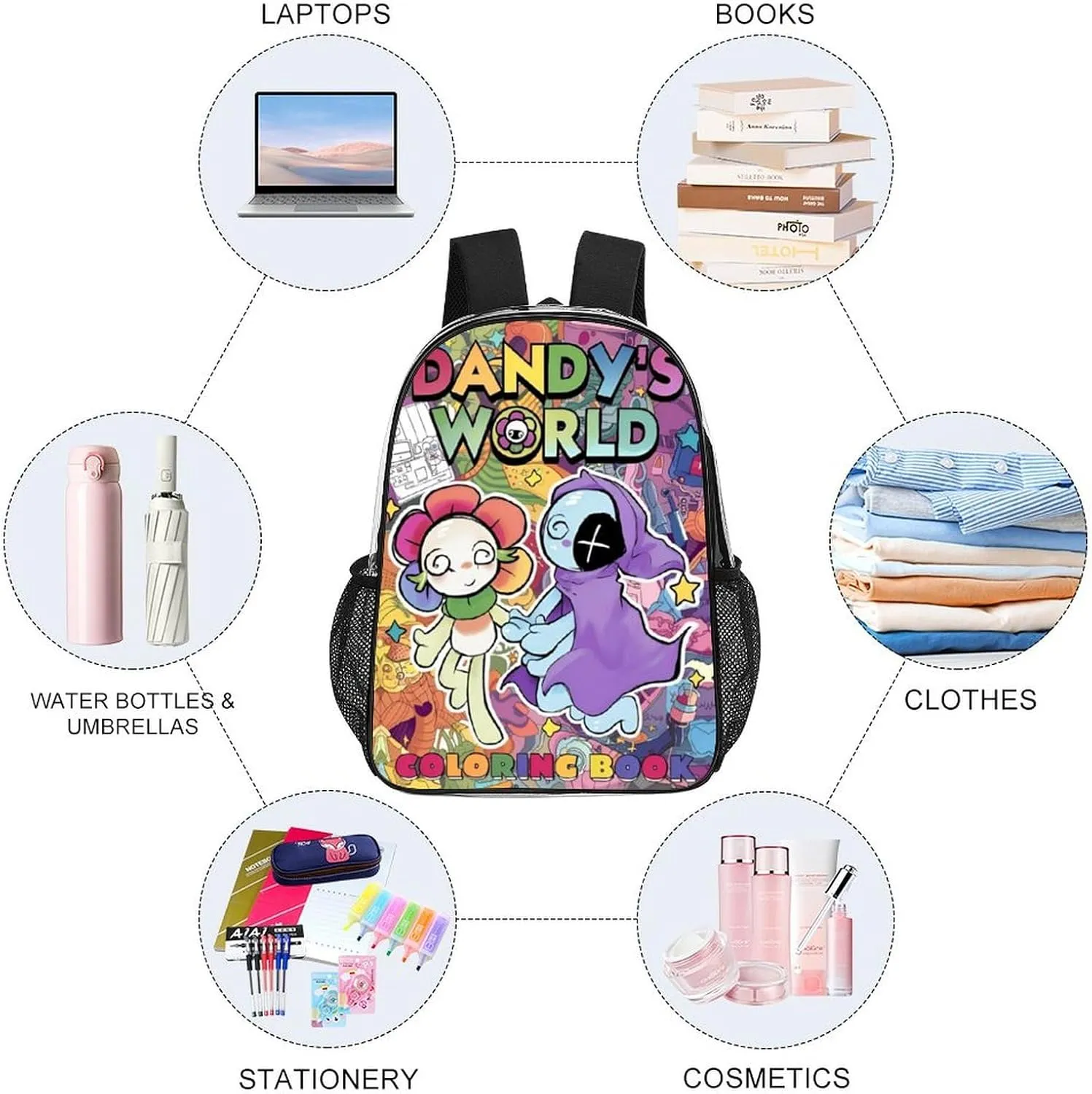 Dandys World Transparent Backpack Cute Large Capacity Laptop Backpack Travel Backpack For Unisex 17in