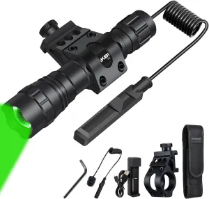 DARKBEAM Green Light Flashlight Tactical LED USB Rechargeable Zoomable Light Kit, Portable Mini Greenlight for Night Hunting, Observation, Fishing, Astronomy, Aviation, Rescue, with Clip