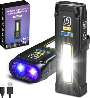 DARKBEAM UV Flashlight 365 395 Blacklight, LED EDC Flashlights high Lumen USB C Rechargeable Woods Lamp, Mini Magnetic COB Red Light - Emergency Power - Urine, Scorpion Detector, Cure Resin