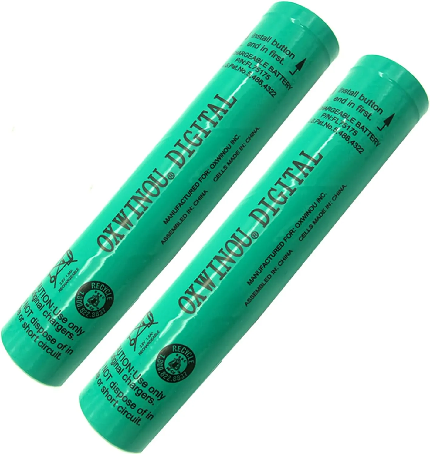 Digital Battery 3.6V 1800mAh Ni-CD Compatible with Rechargeable Battery Streamlight Stinger DS LED HP XT 75175 75375 75813 75810 76000 PolyStinger Pelican M9 FL126 Flashlight(2-Pack)