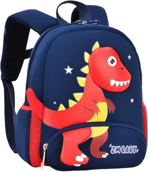 Dinosaur Boys Backpack for Toddler Kids, Anti-lost Bookbag for Toddler Boys Preschool Backpack, Suitable for Boys 3-5 Years Old, 02-Dark-blue Red