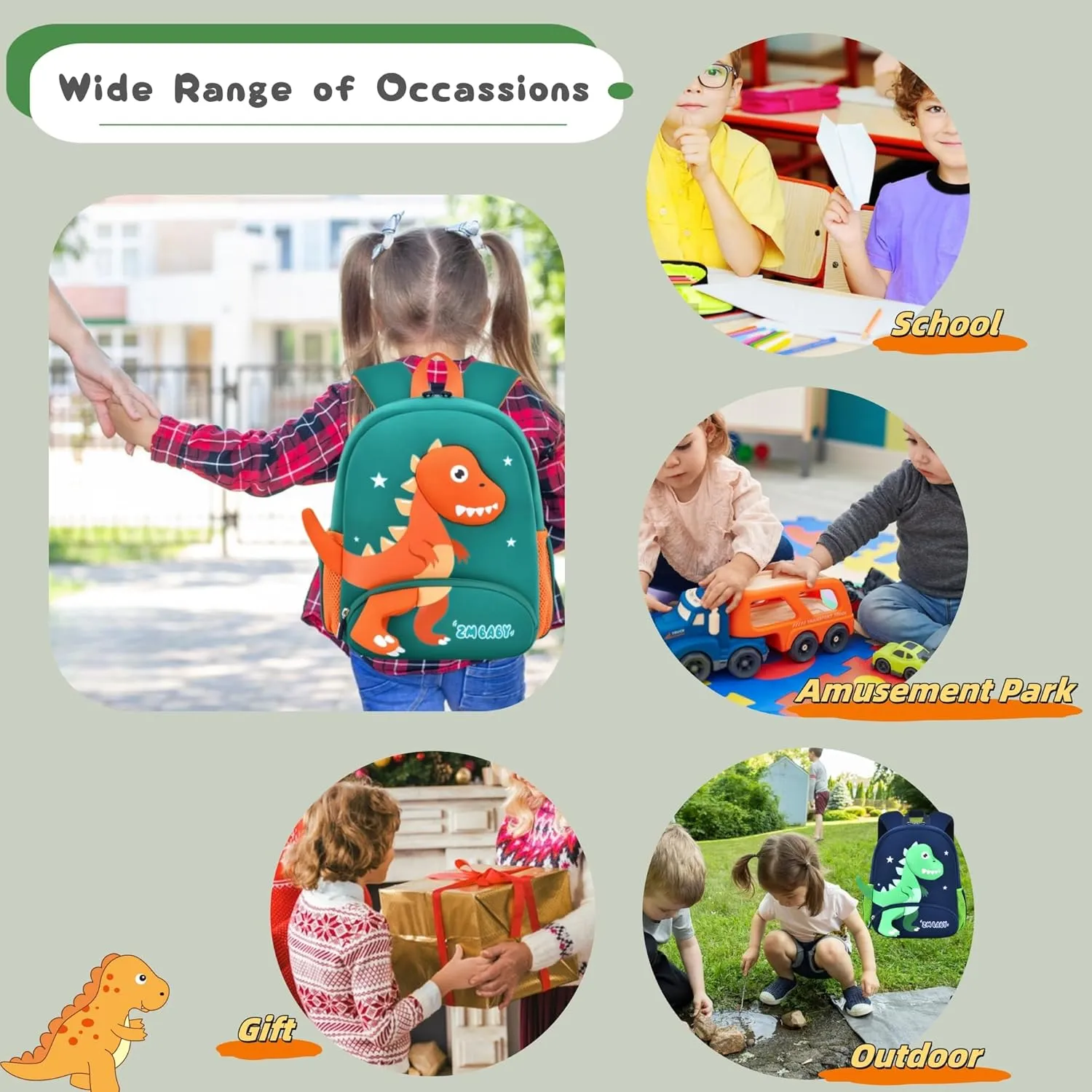 Dinosaur Boys Backpack for Toddler Kids, Anti-lost Bookbag for Toddler Boys Preschool Backpack, Suitable for Boys 3-5 Years Old, 02-Dark-blue Red