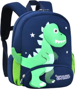 Dinosaur Boys Backpack for Toddler Kids, Anti-lost Bookbag for Toddler Boys Preschool Backpack, Suitable for Boys Ages 3-5, 02-Dark-blue Green