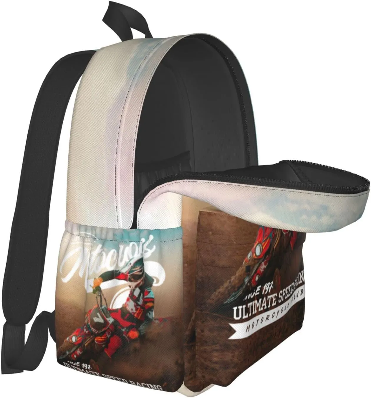 Dirt-Bike Motocross Motorcycle Vehicle Backpack School Bag Lightweight Bookbag Casual Daypack for Girls Boys Kids Women Men Travel Laptop 16 Inch