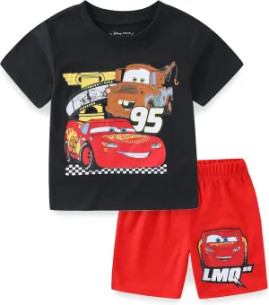 Disney Cars, Mickey Mouse, Monsters Inc. Boys Short Sleeve T-Shirt and Shorts Set for Toddler, Little and Big Kids