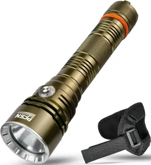 Dive Light Scuba Diving Flashlight - PFSN Powerful LED Dive Torch with Wrist Mount, Underwater Flashlight IPX68 Waterproof, Rechargeable Diving Light Best for Diver Submersible Caving, Snorkeling