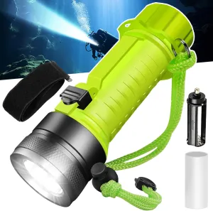 Diving Flashlight Rechargeable Dive Torch Super Bright High Lumens Scuba Dive Light, IPX8 3 Modes Underwater Light Waterproof Flashlight, for Under Water Deep Sea Cave