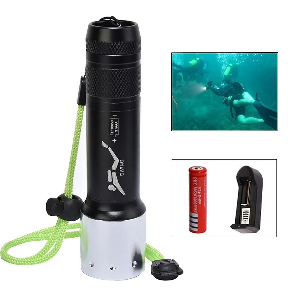 Diving Light  8000 LM XML T6 LED Dive Flashlight Lamp Torch Underwater 50M Waterproof 18650/AAA Battery Diver Torch