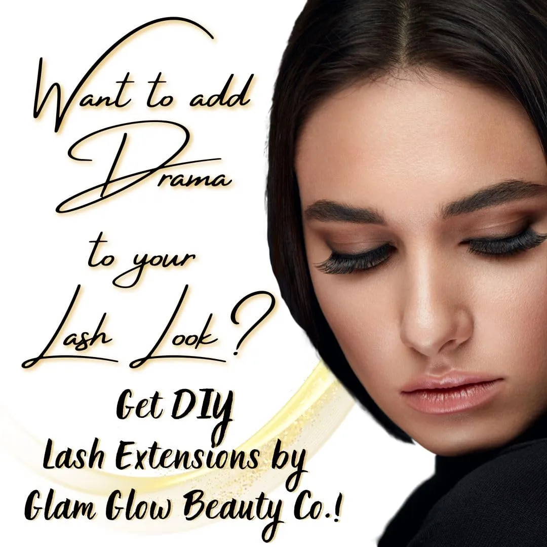 DIY Eye Lash Extension Kit Bond Seal Remover and Applicator, Natural Volume False Eyelashes, Waterproof Easy Overnight Long Lasting Individual Cluster Fake Lashes 10 day (Wispy Natural Glam, 8-16 mm)