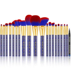 Docolor 19Pcs Bastet Cat Makeup Brush Set With Blue Waterproof Eyeliner Pen Super Slim Liquid Eyeliner Eye Liner Gel Premium Synthetic Kabuki Foundation Blending Face Powder Make Up Brushes Set