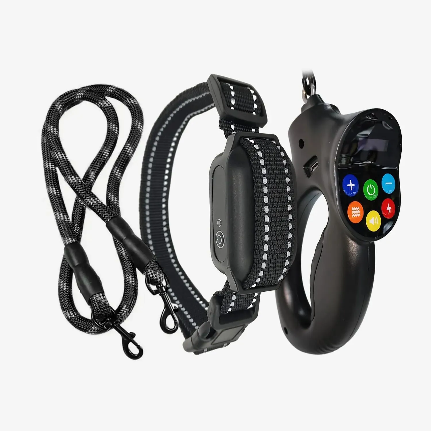 Dog Training Collar, Dog Leash Anti-Pulling Anti-Tugging, E- Collar Kit for Large and Small Dogs, Dog Shock Collar with Manual and Auto Function Options Rechargable, Black