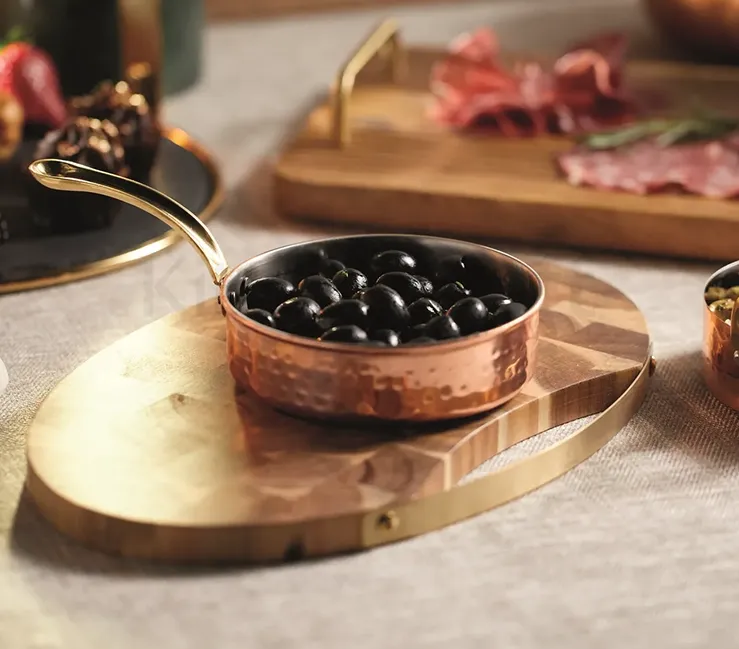 Double Wall Copper/Stainless Steel Hammered Fry Pan with Brass Handle #2, 650 ML, 6.25"