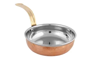 Double Wall Copper/Stainless Steel Hammered Fry Pan with Brass Handle #2, 650 ML, 6.25"