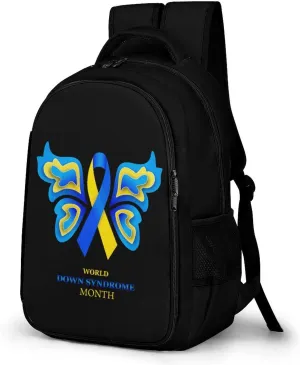 Down Syndrome Awareness Month Yellow Blue Ribbon Backpack for Worker Teacher Business Hiking Travel Bag Shoulders Bag