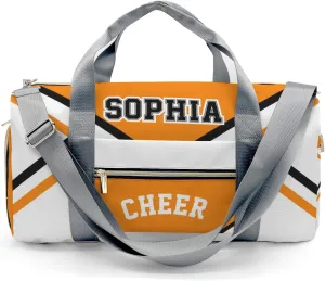Duffel Backpack Cheer Orange White Cheerleader Waterproof Multifunctional Handbag Gym Yoga Sport with Name Gift