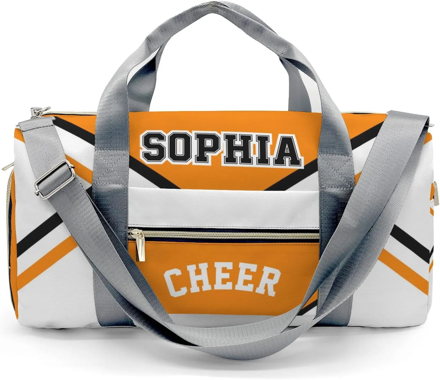 Duffel Backpack Cheer Orange White Cheerleader Waterproof Multifunctional Handbag Gym Yoga Sport with Name Gift